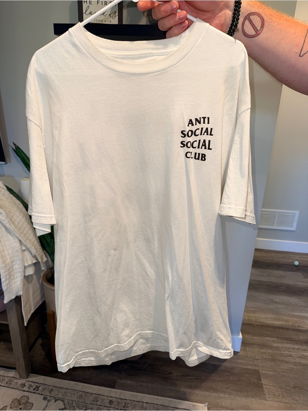 Anti Social Social Club White Short Sleeve Tee with Black Chest Logo